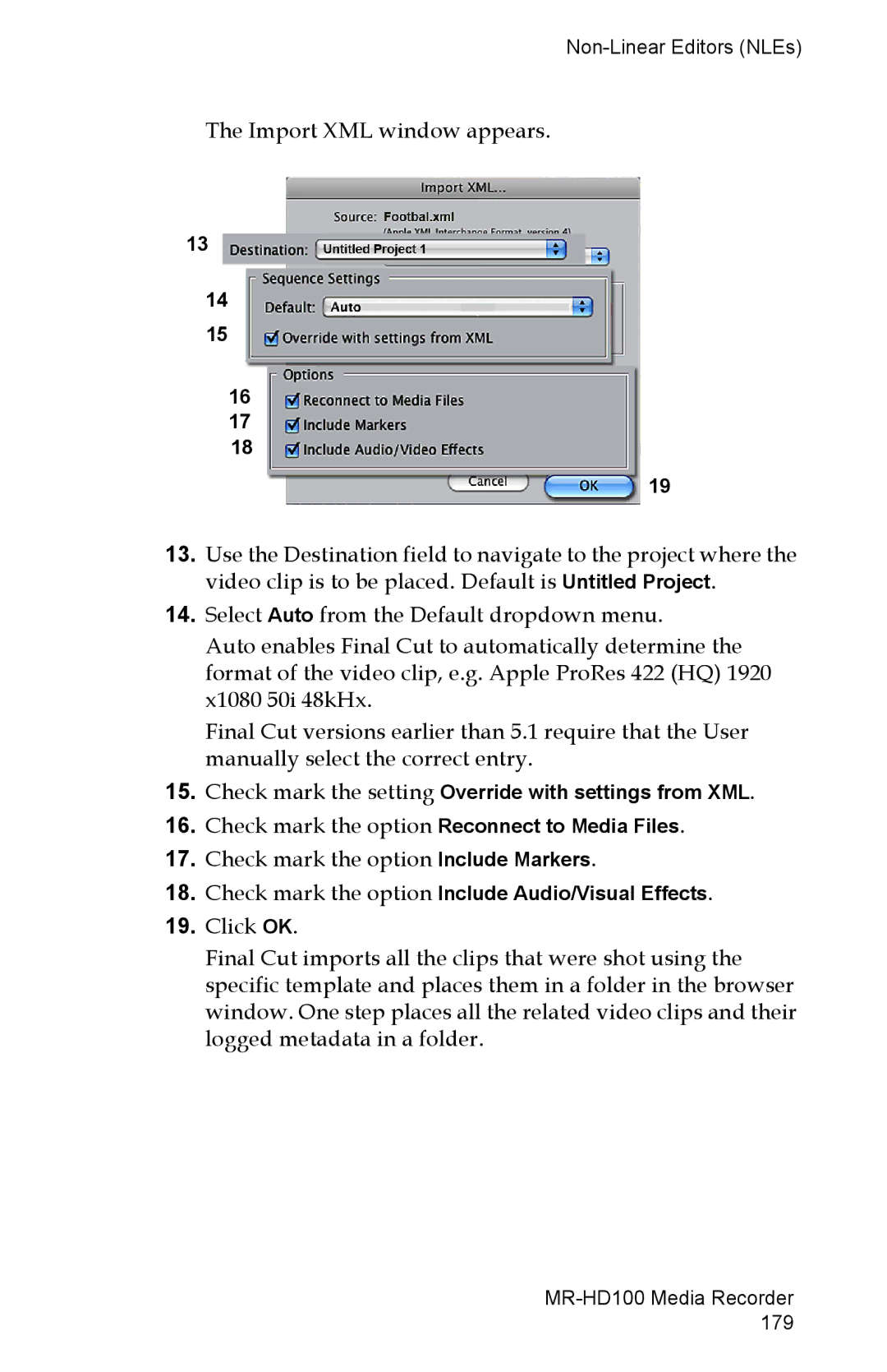 FOCUS Enhancements MR-HD100 manual Check mark the option Include Audio/Visual Effects 