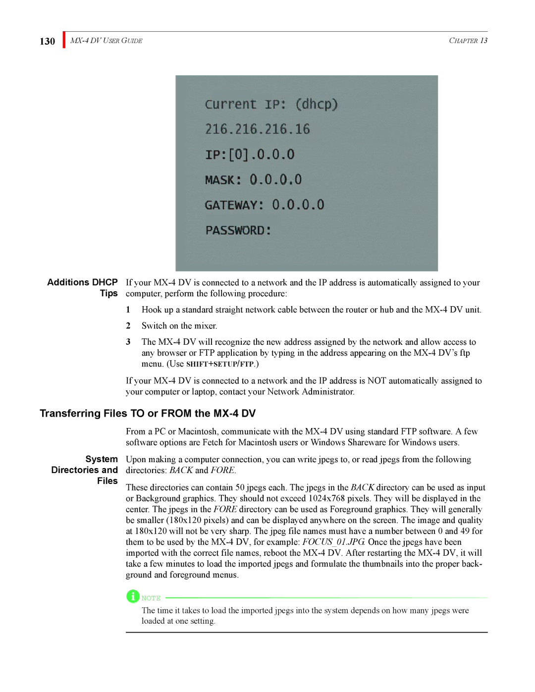 FOCUS Enhancements MX-4DV manual 130, Transferring Files to or from the MX-4 DV 