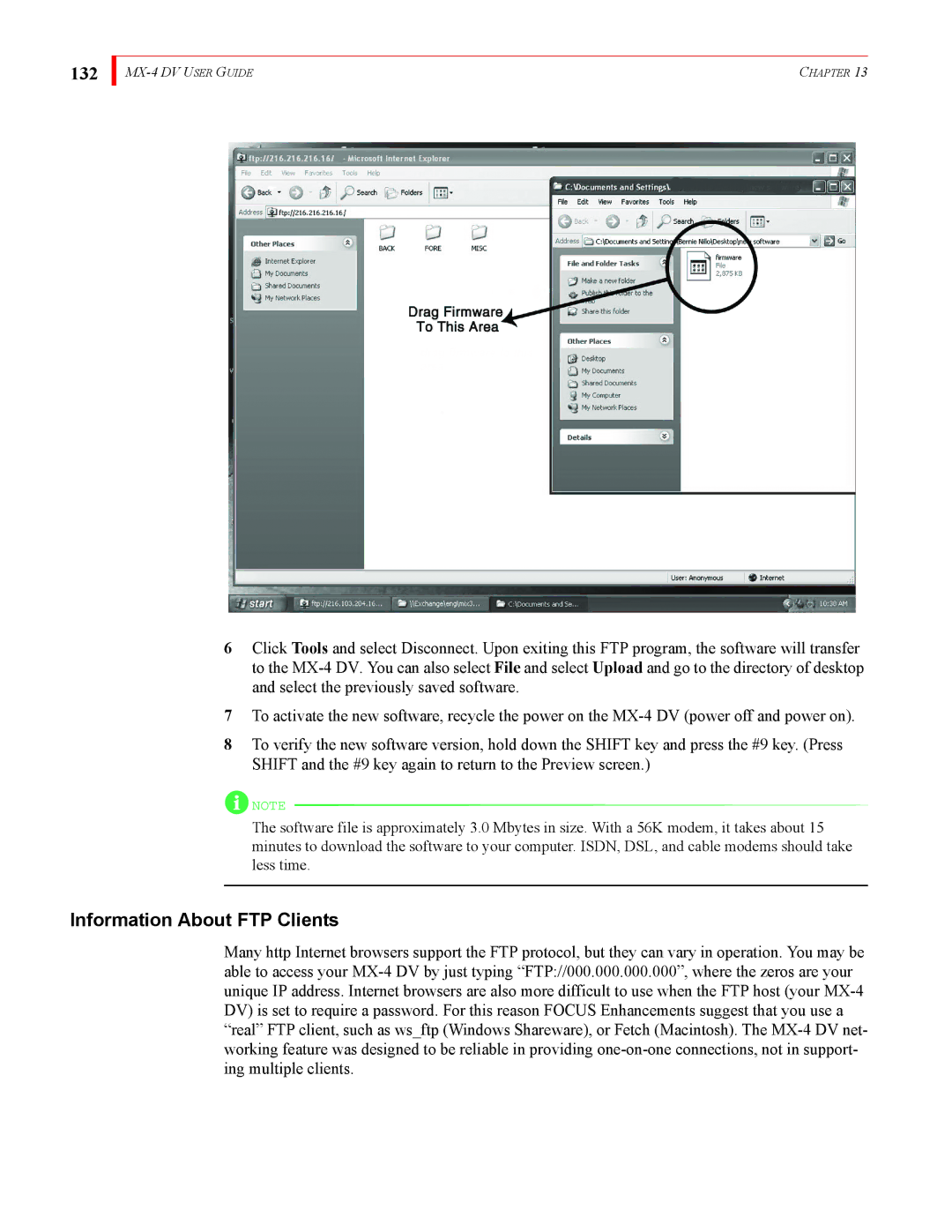 FOCUS Enhancements MX-4DV manual 132, Information About FTP Clients 