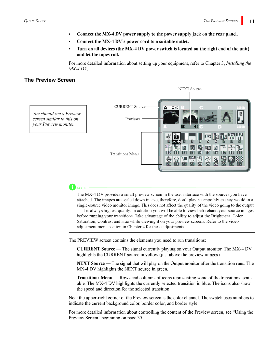 FOCUS Enhancements MX-4DV manual Preview Screen 