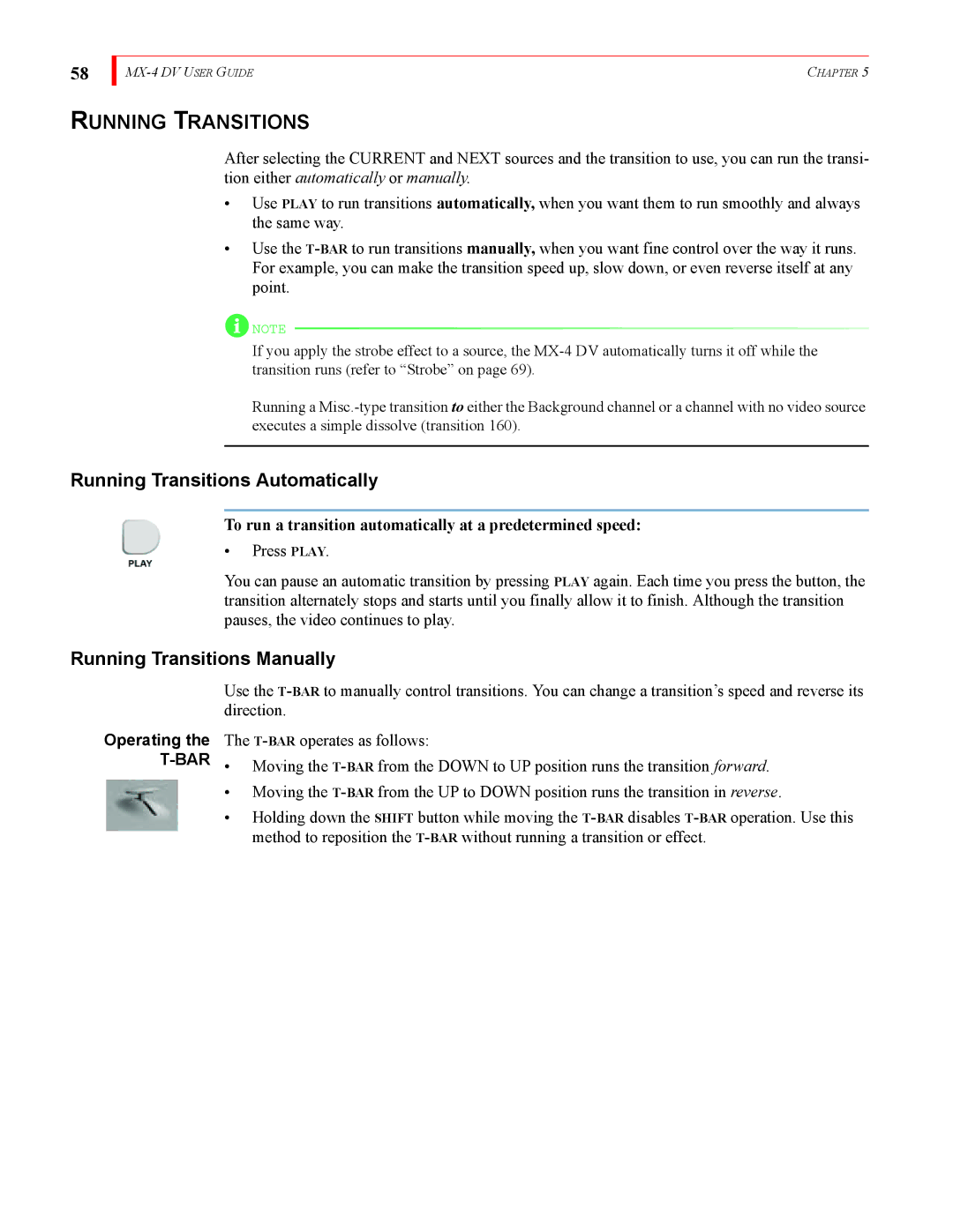 FOCUS Enhancements MX-4DV manual Running Transitions Automatically, Running Transitions Manually 