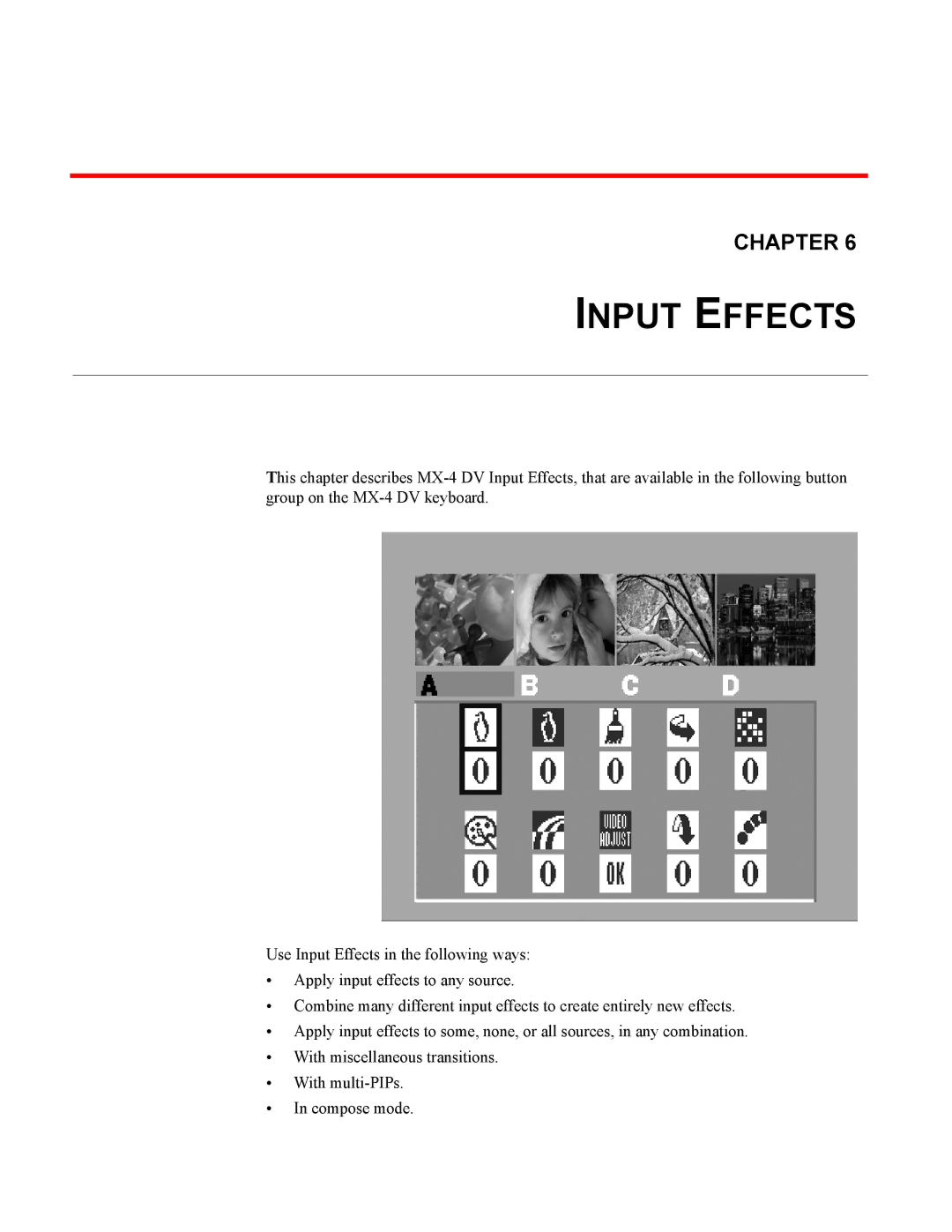 FOCUS Enhancements MX-4DV manual Input Effects 