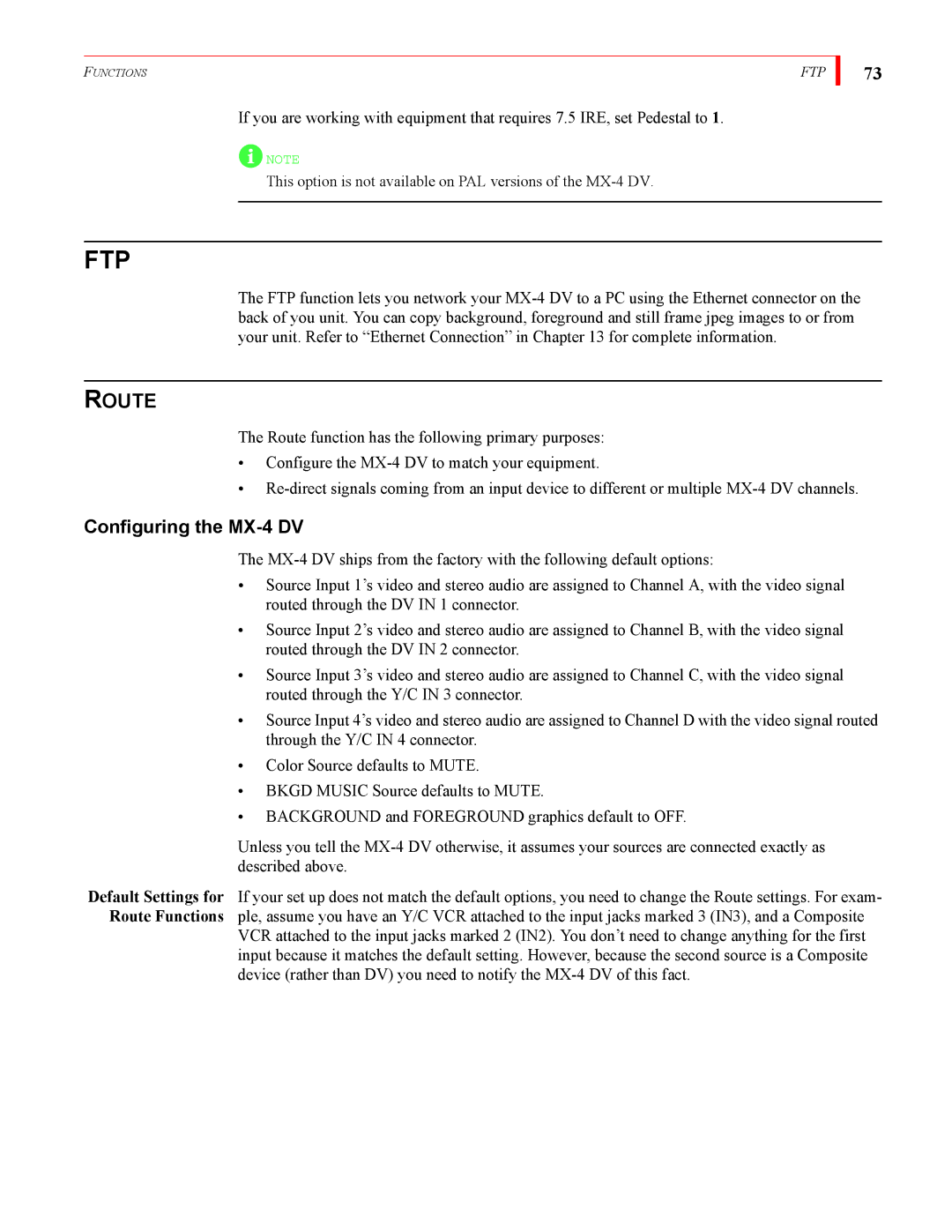 FOCUS Enhancements MX-4DV manual Route, Configuring the MX-4 DV 