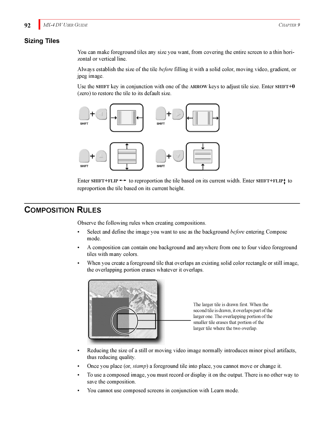 FOCUS Enhancements MX-4DV manual Composition Rules, Sizing Tiles 