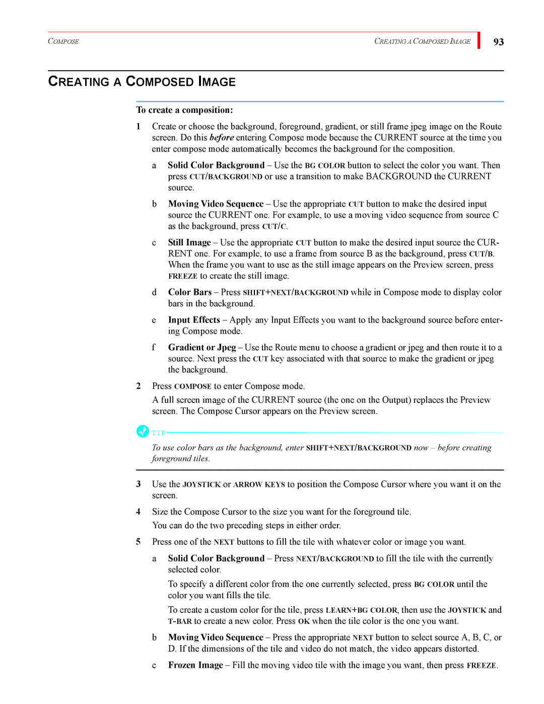 FOCUS Enhancements MX-4DV manual Creating a Composed Image, To create a composition 