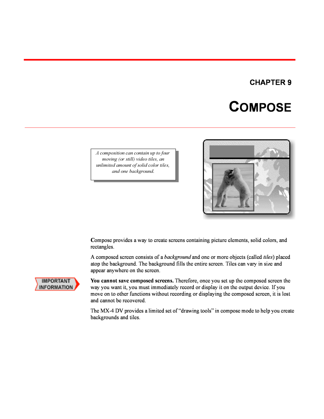 FOCUS Enhancements MX-4DV manual Compose, Chapter 