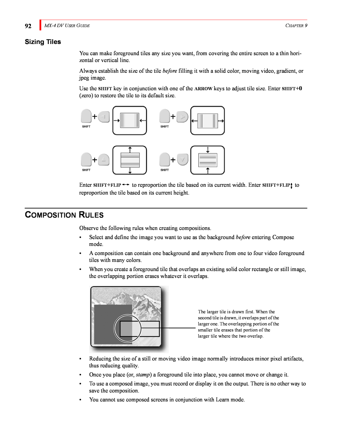 FOCUS Enhancements MX-4DV manual Composition Rules, Sizing Tiles 