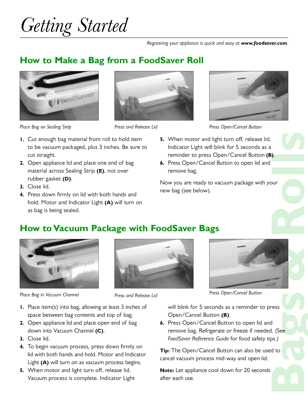 FoodSaver V240 quick start How to Make a Bag from a FoodSaver Roll 