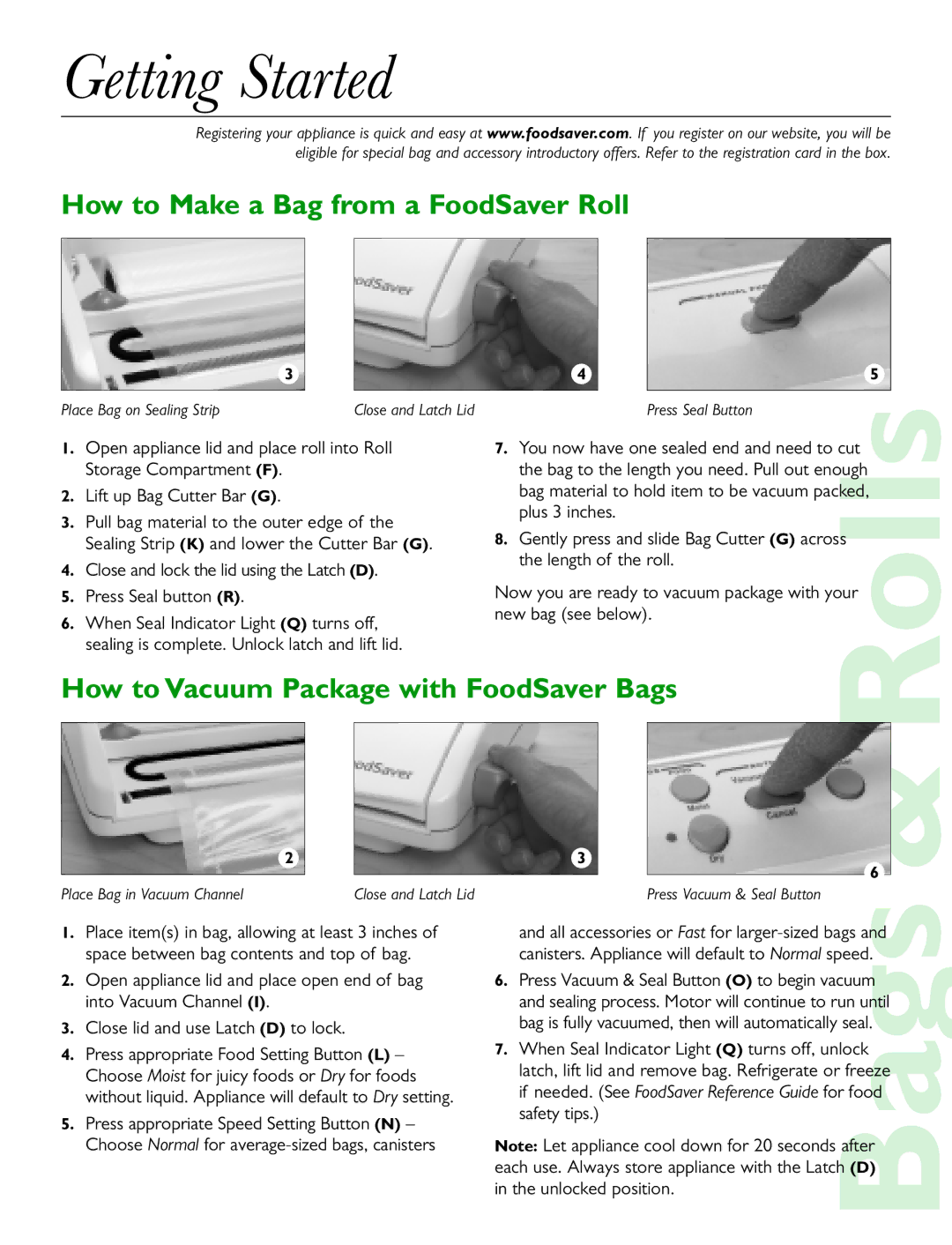 FoodSaver V2480, V2420 Getting Started, How to Make a Bag from a FoodSaver Roll, How to Vacuum Package with FoodSaver Bags 