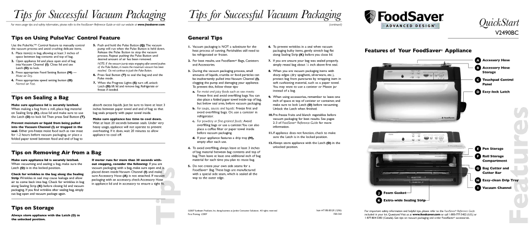 FoodSaver V2490BC quick start Tips for Successful Vacuum Packaging 