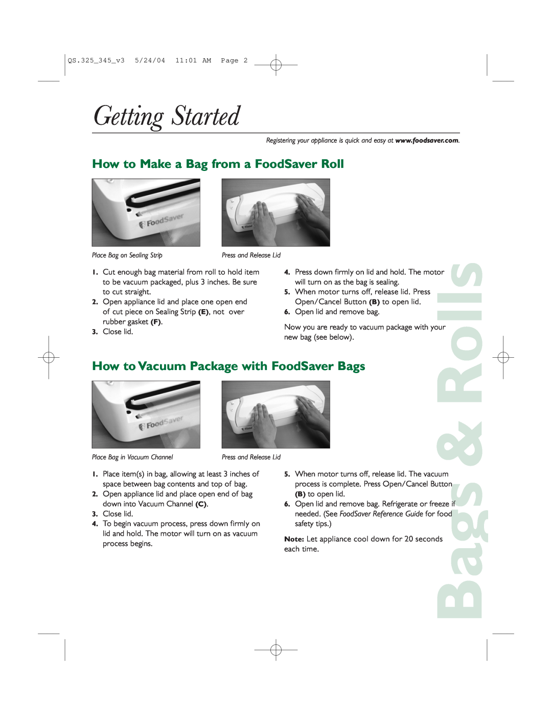 FoodSaver V325 Getting Started, How to Make a Bag from a FoodSaver Roll, How to Vacuum Package with FoodSaver Bags, Rolls 
