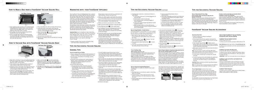 FoodSaver V3800 quick start Tips on Using PulseVac Control Feature, Accessory Hose Reel, Tips on Sealing a Bag 