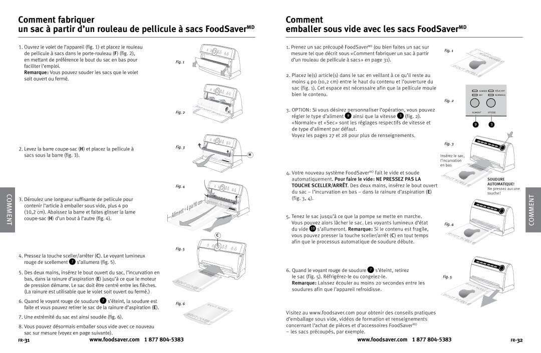 FoodSaver V3820 user manual Comment, FR-31 