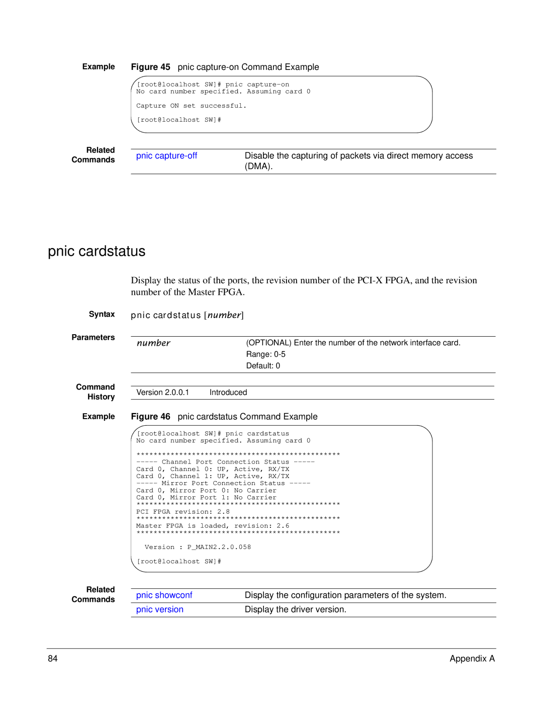 Force10 Networks 100-00055-01 manual Pnic cardstatus number, Display the configuration parameters of the system 