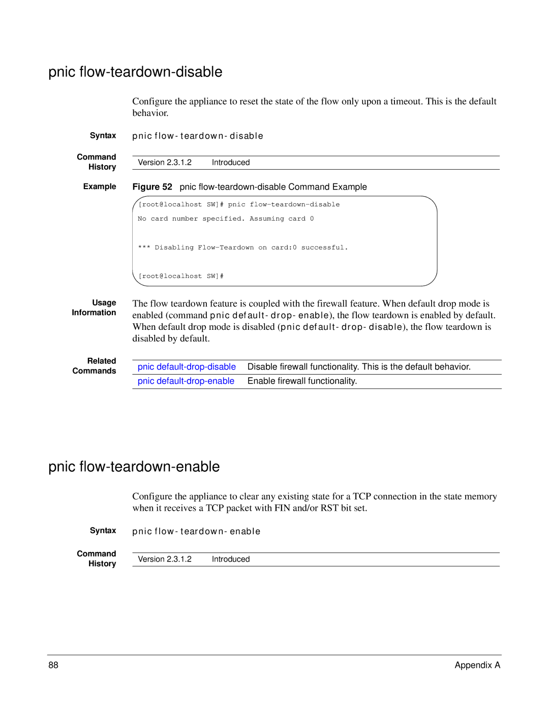 Force10 Networks 100-00055-01 manual Pnic flow-teardown-disable, Pnic flow-teardown-enable 