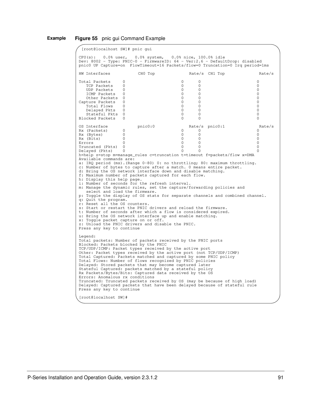 Force10 Networks 100-00055-01 manual Pnic gui Command Example 