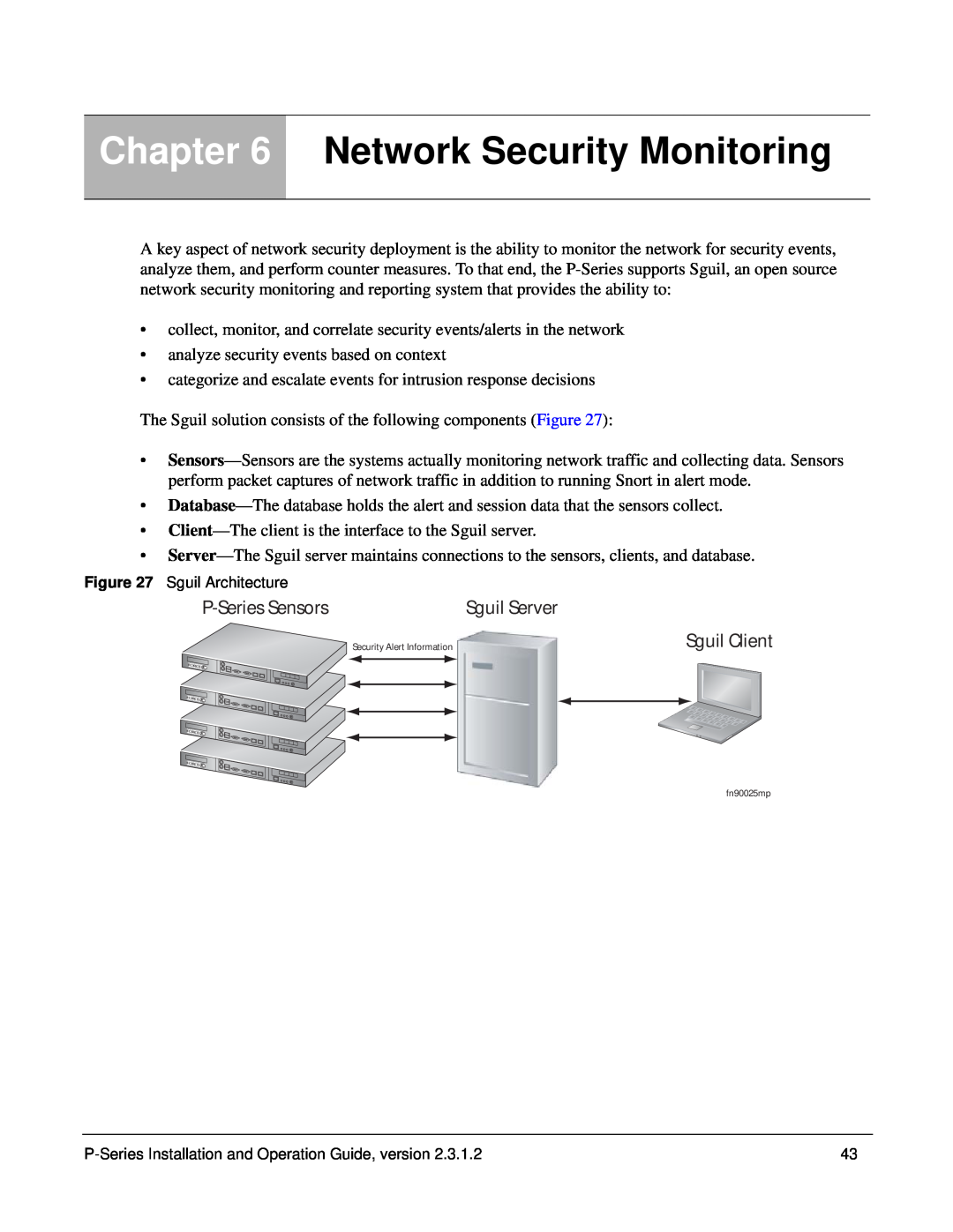 Force10 Networks 100-00055-01 manual Network Security Monitoring, P-Series Sensors, Sguil Server, Sguil Client 