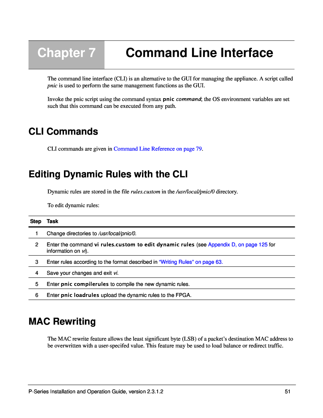 Force10 Networks 100-00055-01 Command Line Interface, CLI Commands, Editing Dynamic Rules with the CLI, MAC Rewriting 