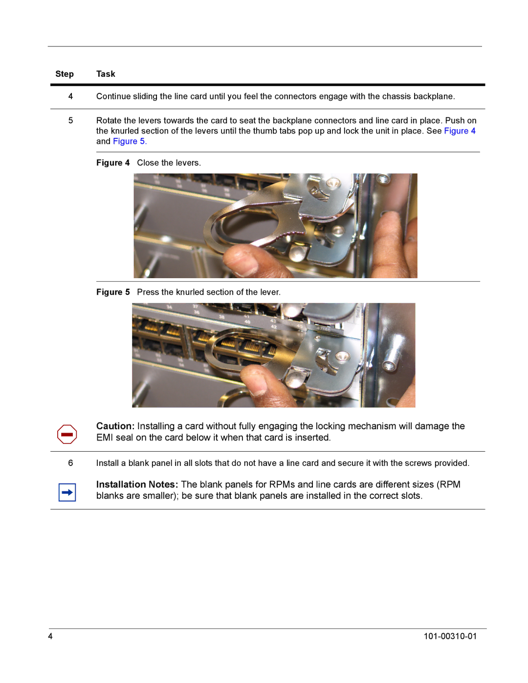 Force10 Networks C-Series installation instructions Close the levers 