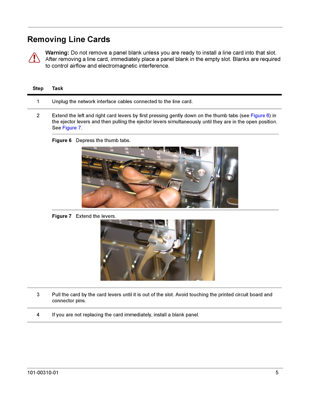 Force10 Networks C-Series installation instructions Removing Line Cards 