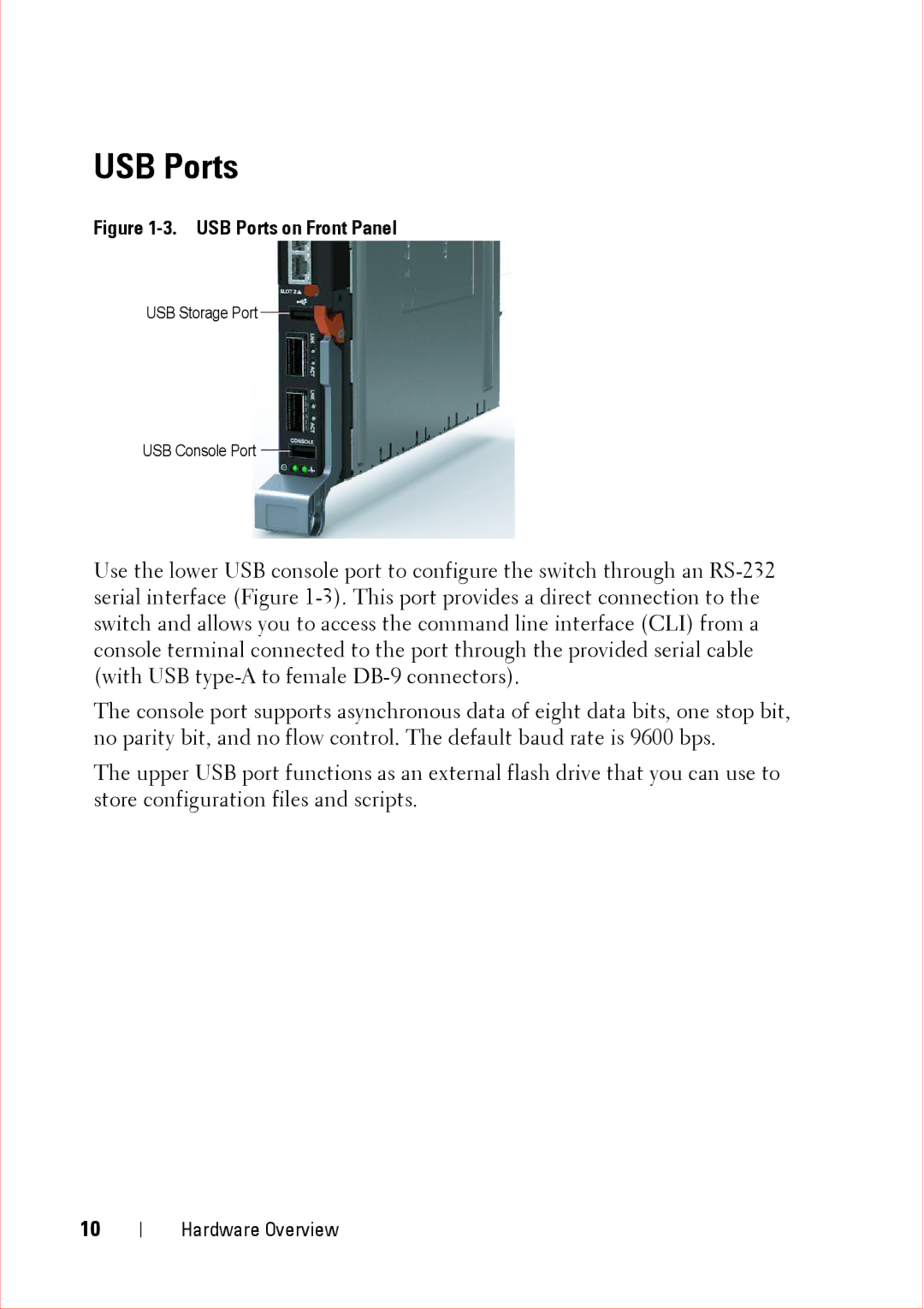 Force10 Networks CC-C-BLNK-LC manual USB Ports on Front Panel 