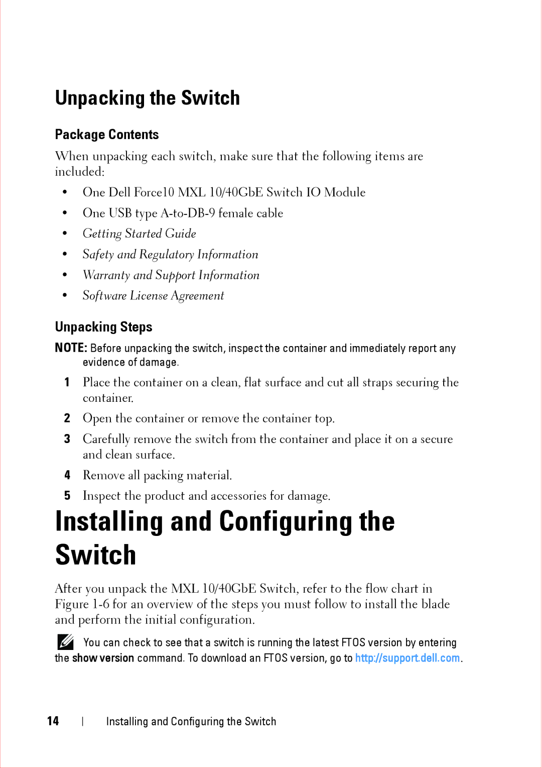 Force10 Networks CC-C-BLNK-LC manual Installing and Configuring the Switch, Unpacking the Switch 