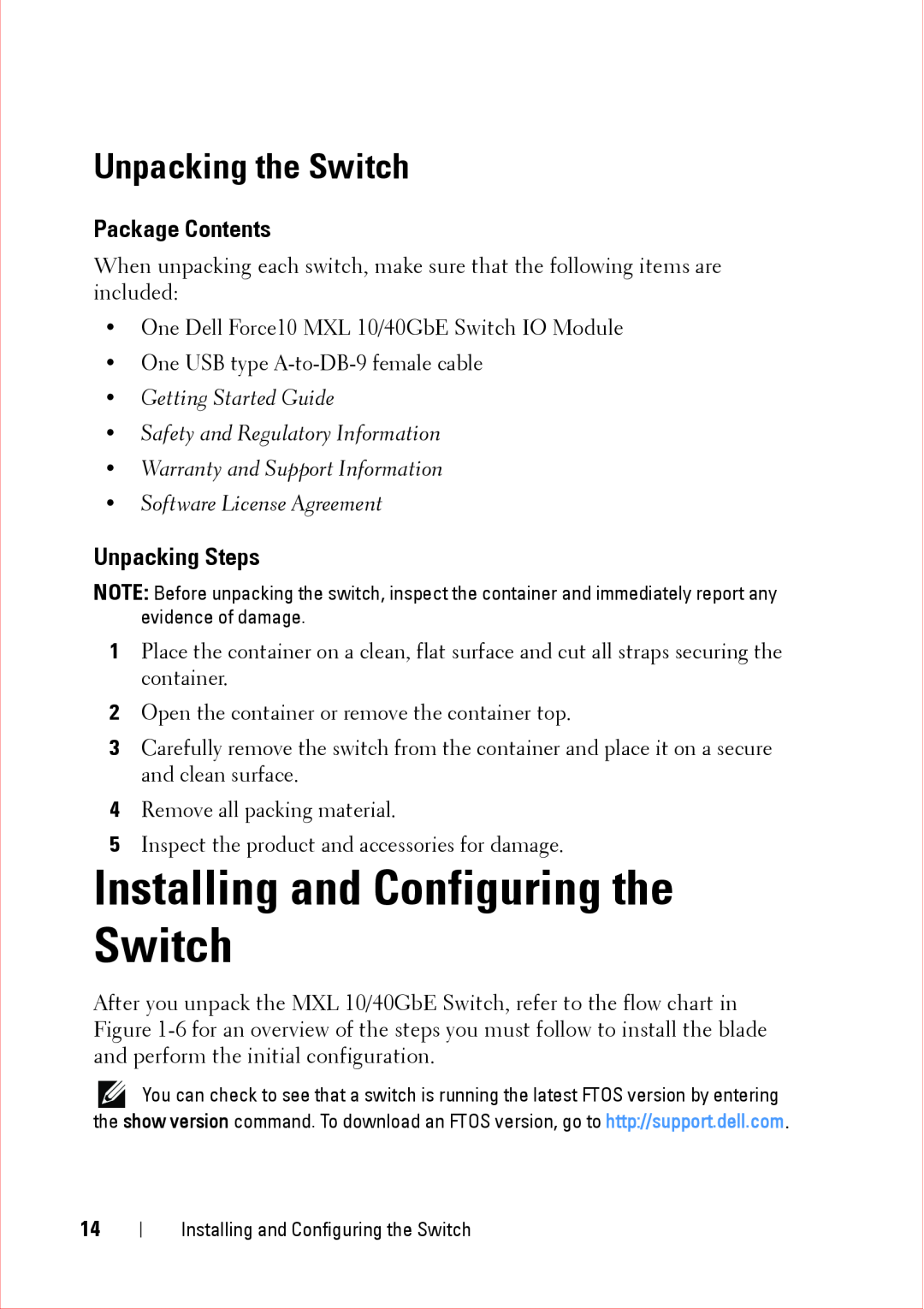Force10 Networks CC-C-BLNK-LC manual Installing and Configuring the Switch, Unpacking the Switch, Package Contents 