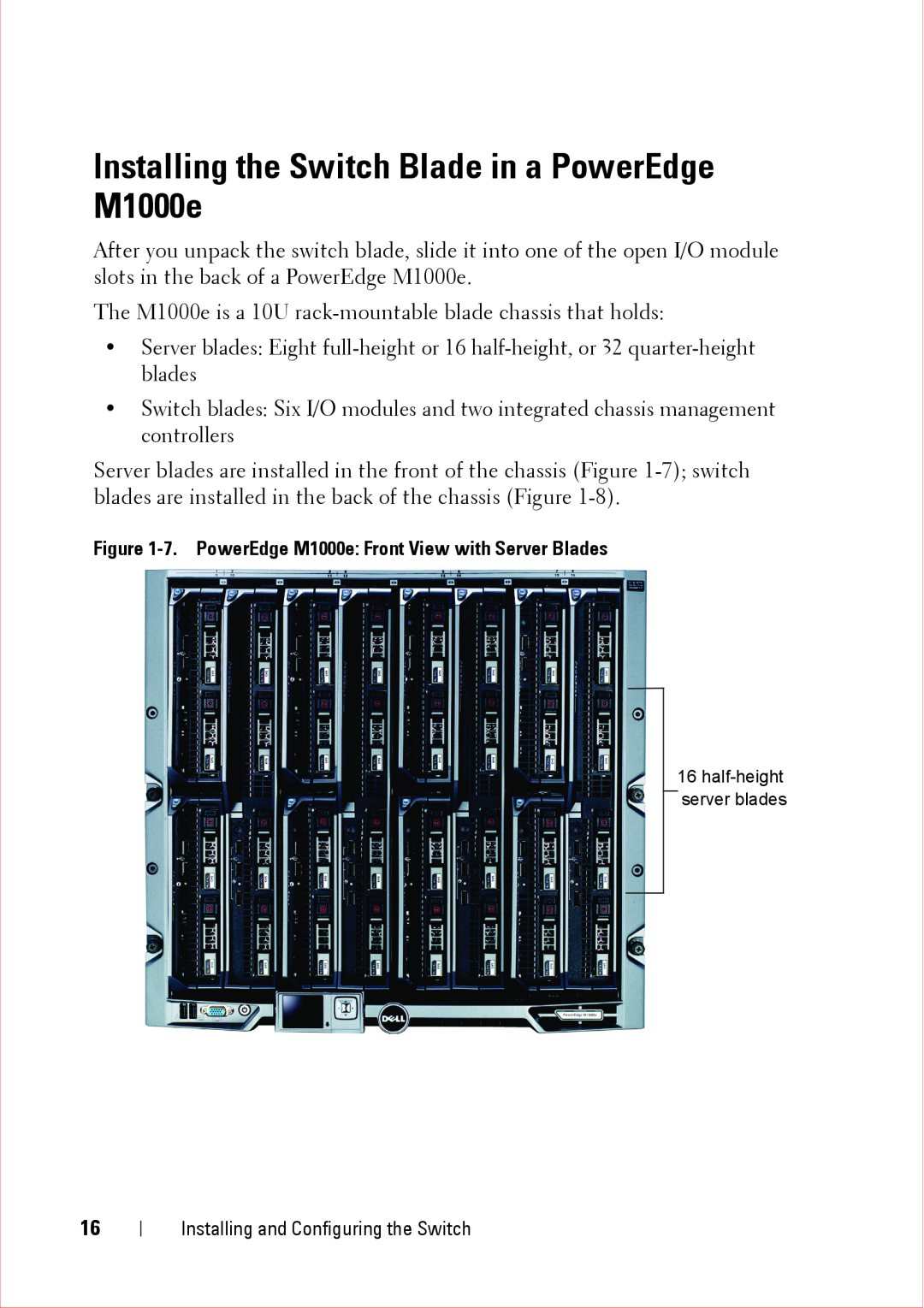 Force10 Networks CC-C-BLNK-LC manual Installing the Switch Blade in a PowerEdge M1000e 