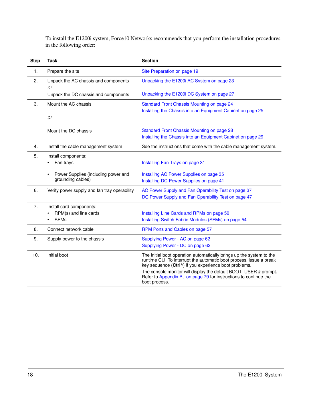 Force10 Networks E1200i manual Step Task Section, Supplying Power DC on 