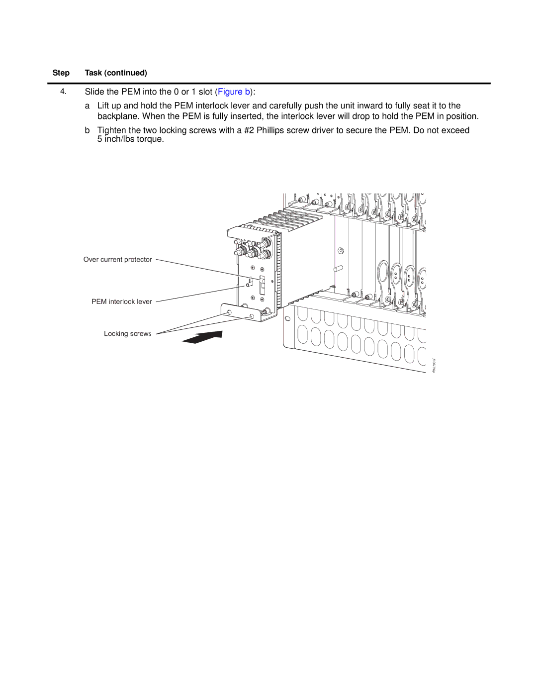 Force10 Networks E1200i manual Over current protector PEM interlock lever Locking screws 