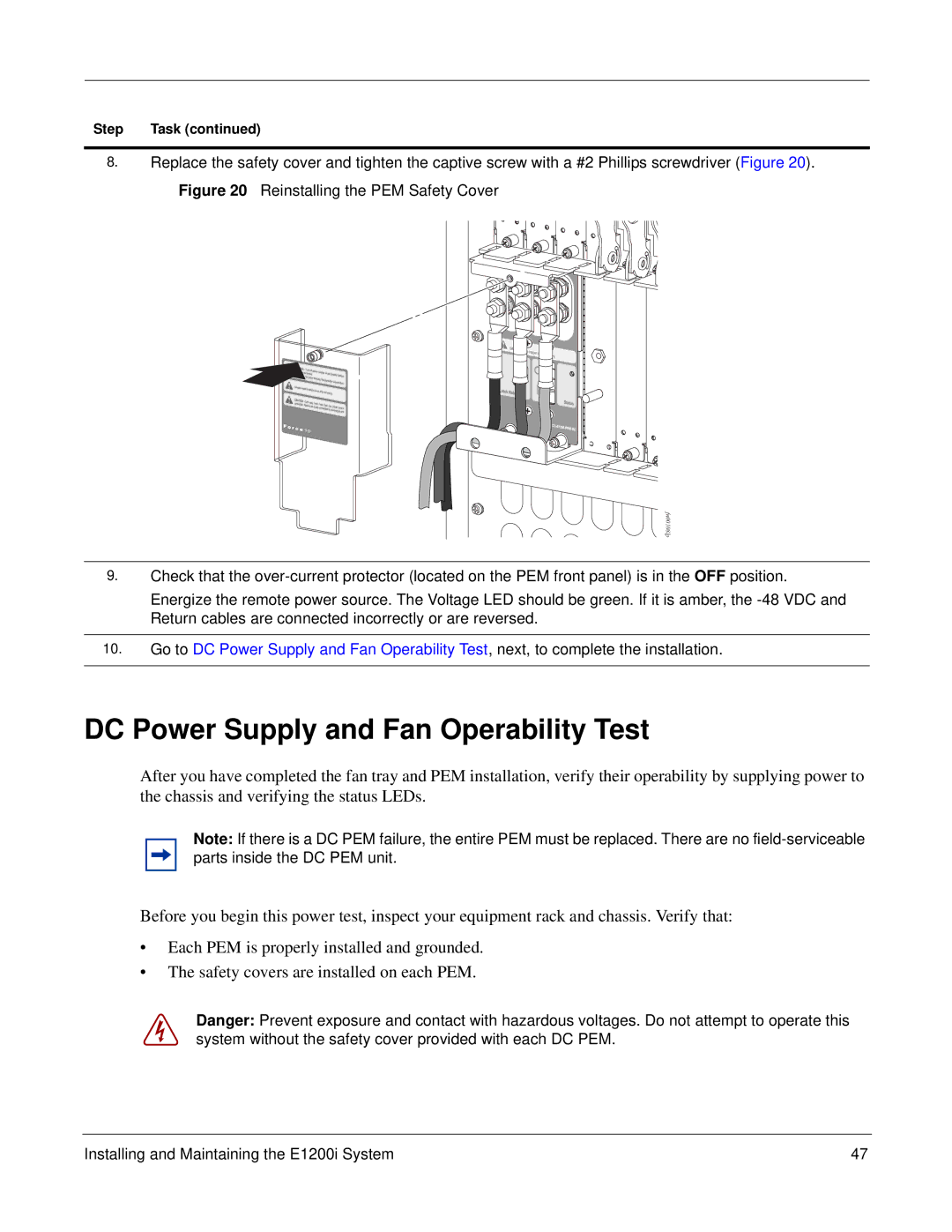 Force10 Networks E1200i manual DC Power Supply and Fan Operability Test 