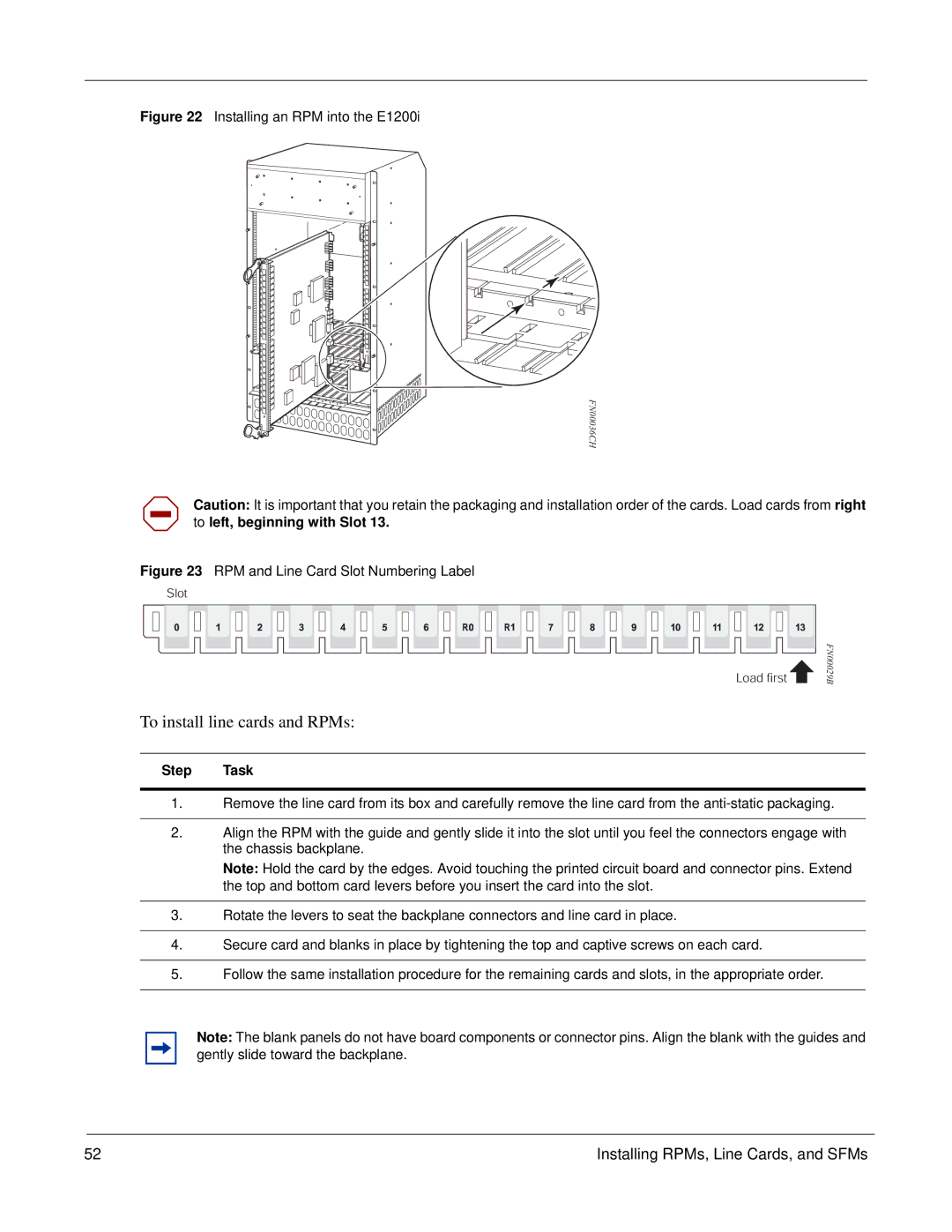 Force10 Networks manual To install line cards and RPMs, Installing an RPM into the E1200i 