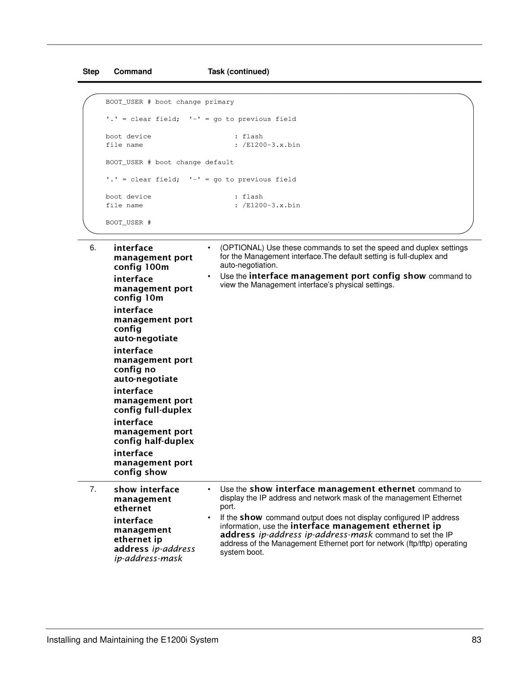 Force10 Networks E1200i manual Auto-negotiation, View the Management interface’s physical settings, Port 