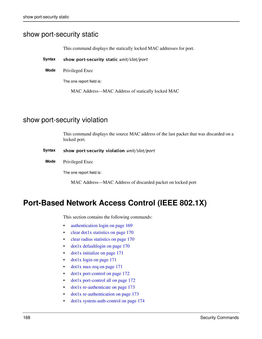 Force10 Networks S2410s manual Show port-security static, Show port-security violation, Locked port 