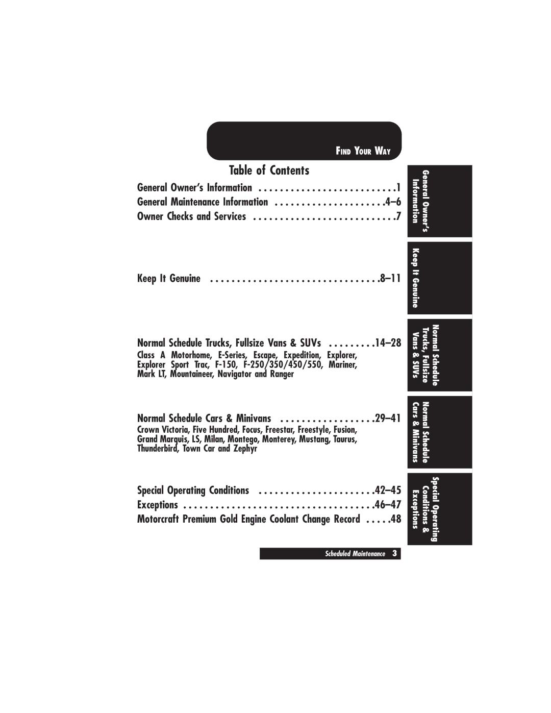 Ford 2007 manual Table of Contents 