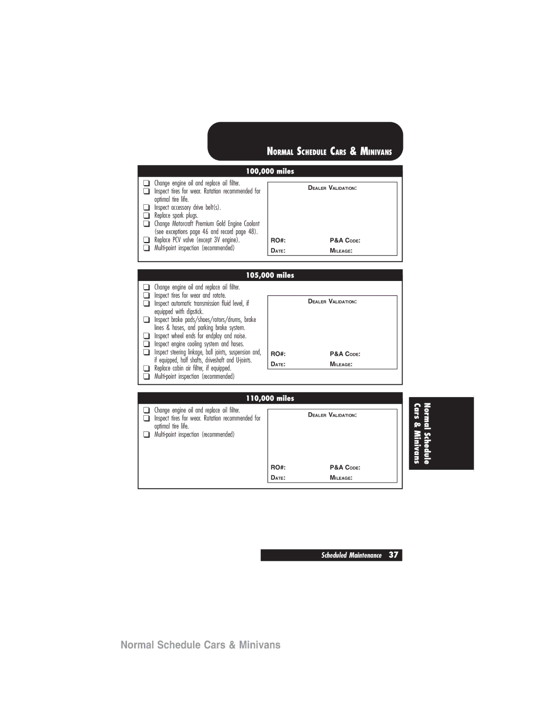 Ford 2007 manual Oil filter Inspect tires for wear and rotate 