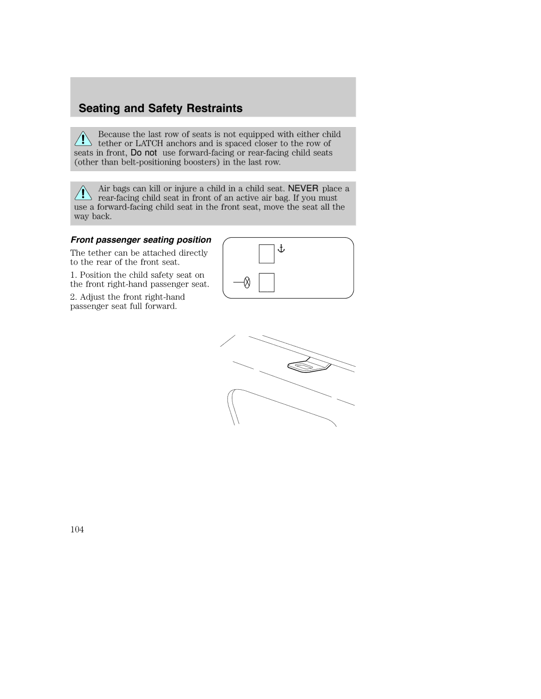 Ford AM/FM stereo manual Front passenger seating position 