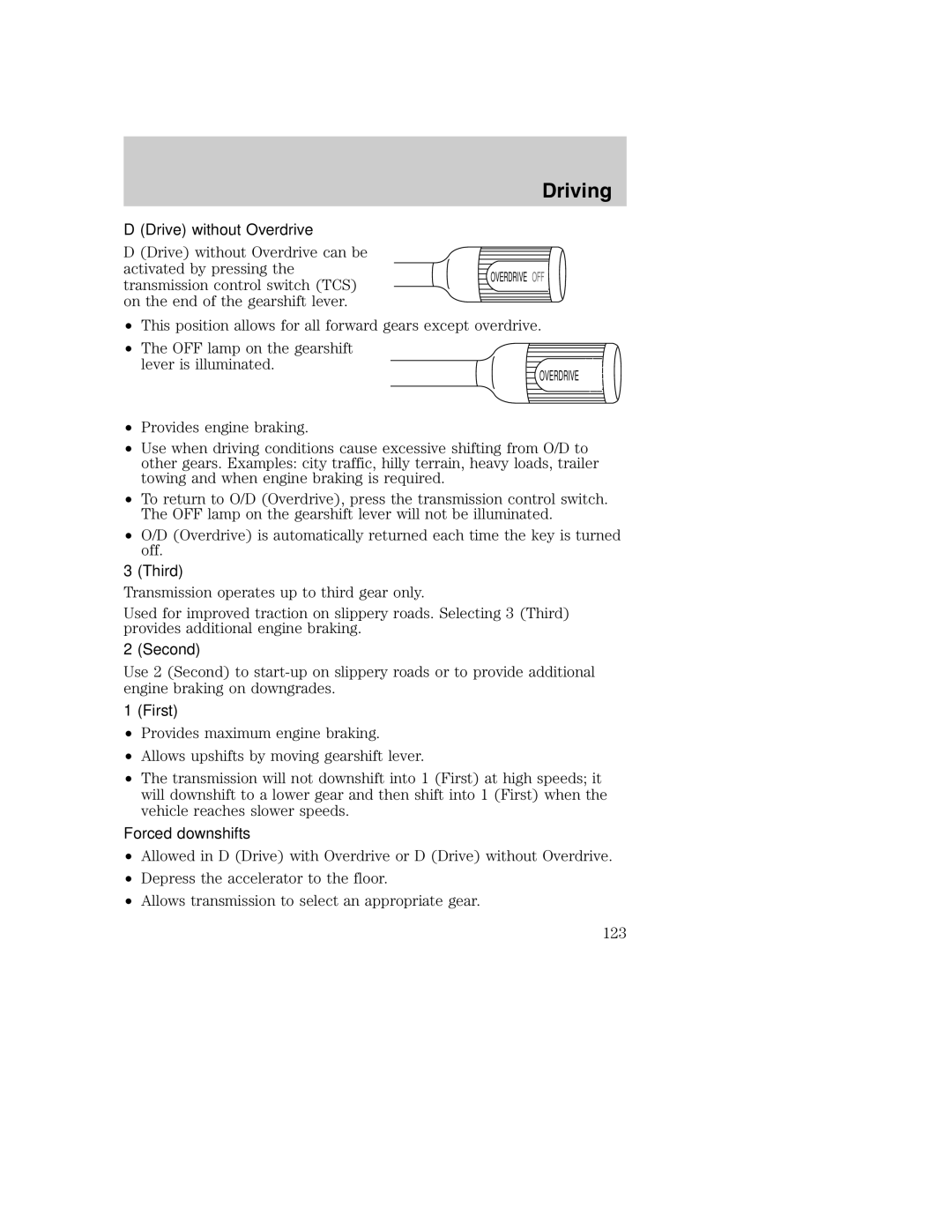 Ford AM/FM stereo manual Drive without Overdrive, Third 