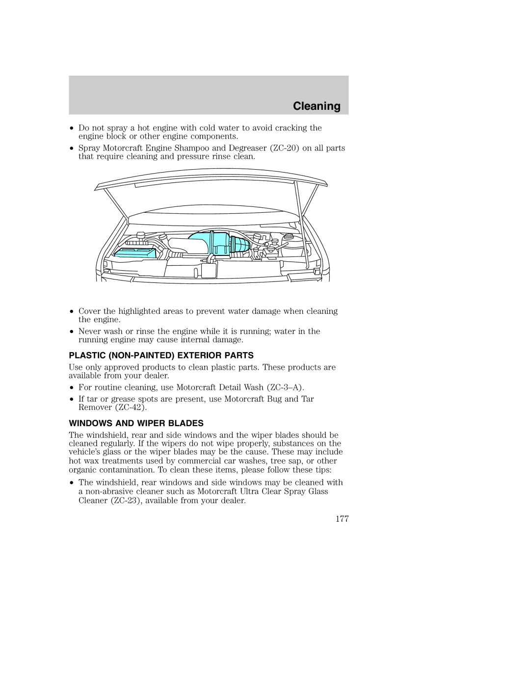 Ford AM/FM stereo manual Plastic NON-PAINTED Exterior Parts, Windows and Wiper Blades 