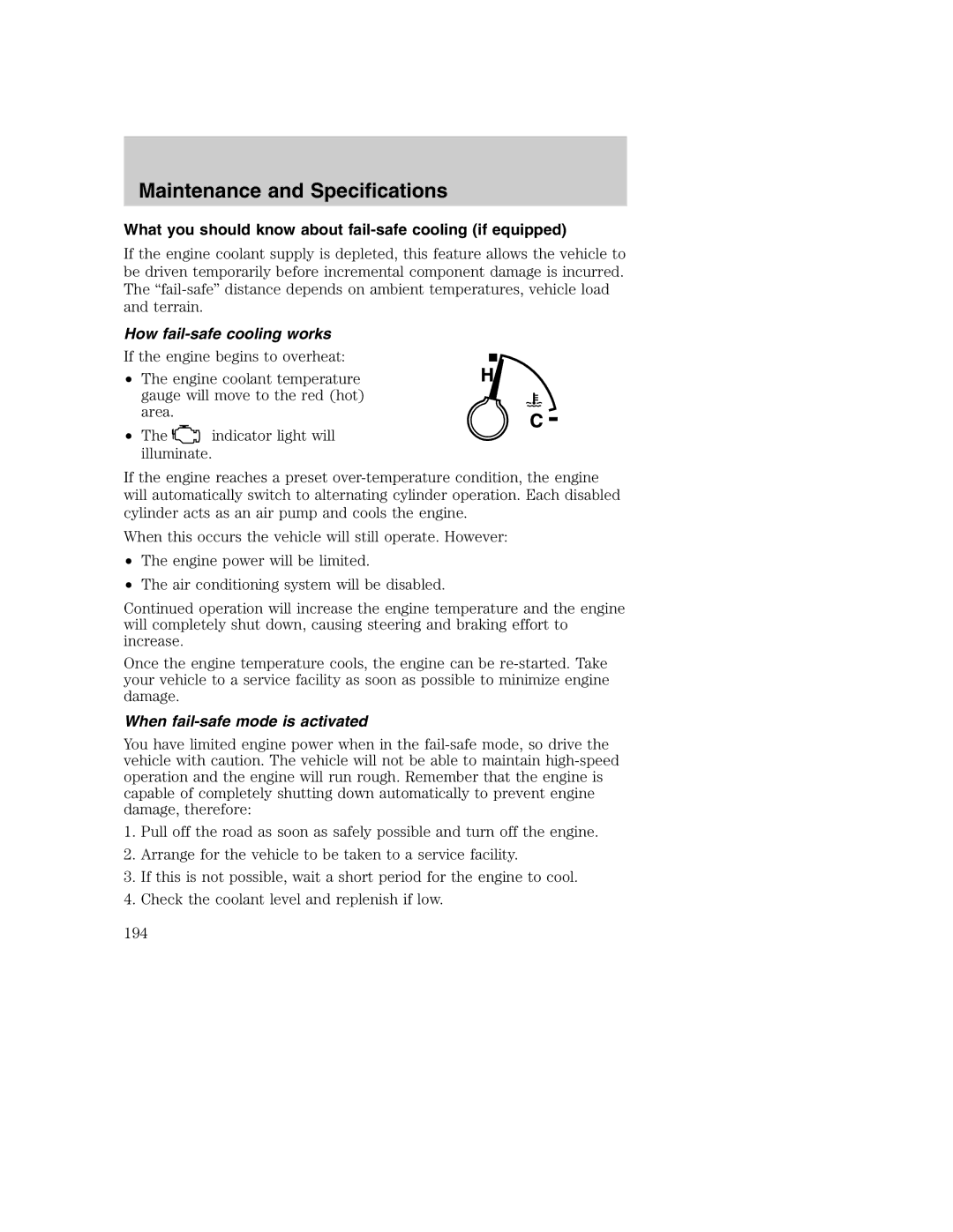 Ford AM/FM stereo manual What you should know about fail-safe cooling if equipped, How fail-safe cooling works 