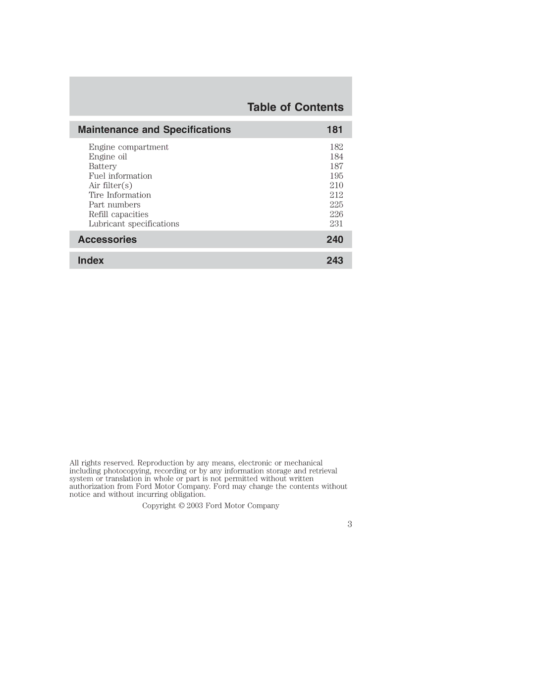 Ford AM/FM stereo manual Maintenance and Specifications 181 