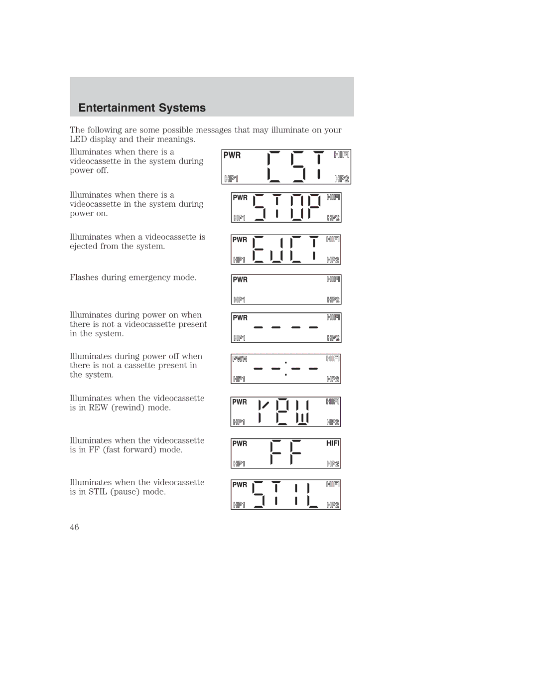 Ford AM/FM stereo manual Entertainment Systems 