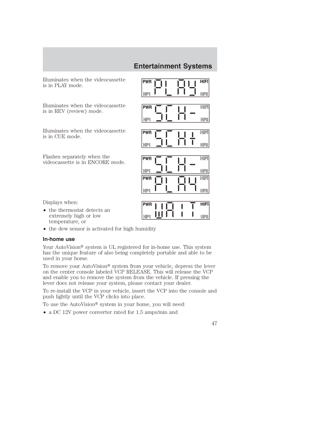 Ford AM/FM stereo manual In-home use 