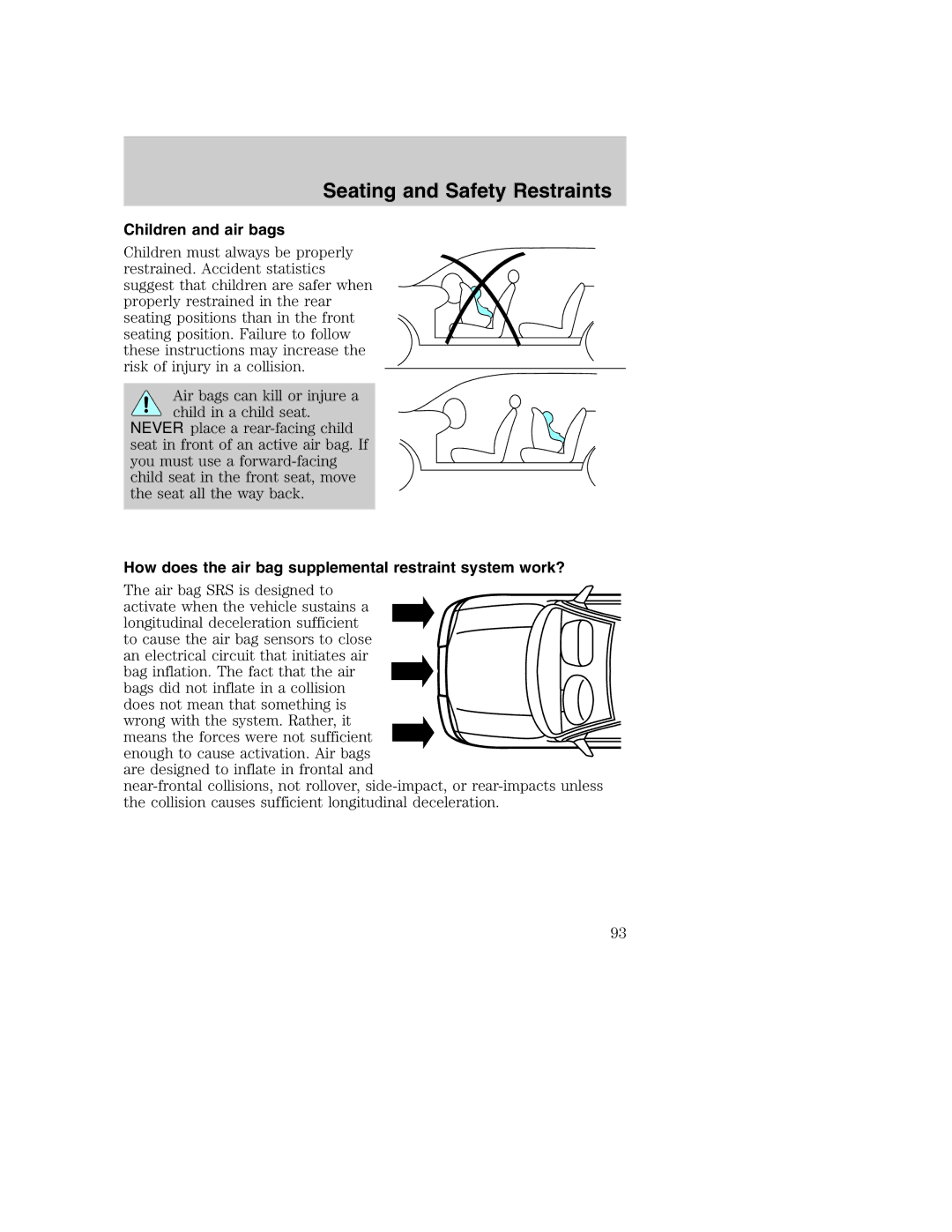 Ford AM/FM stereo manual Children and air bags, How does the air bag supplemental restraint system work? 