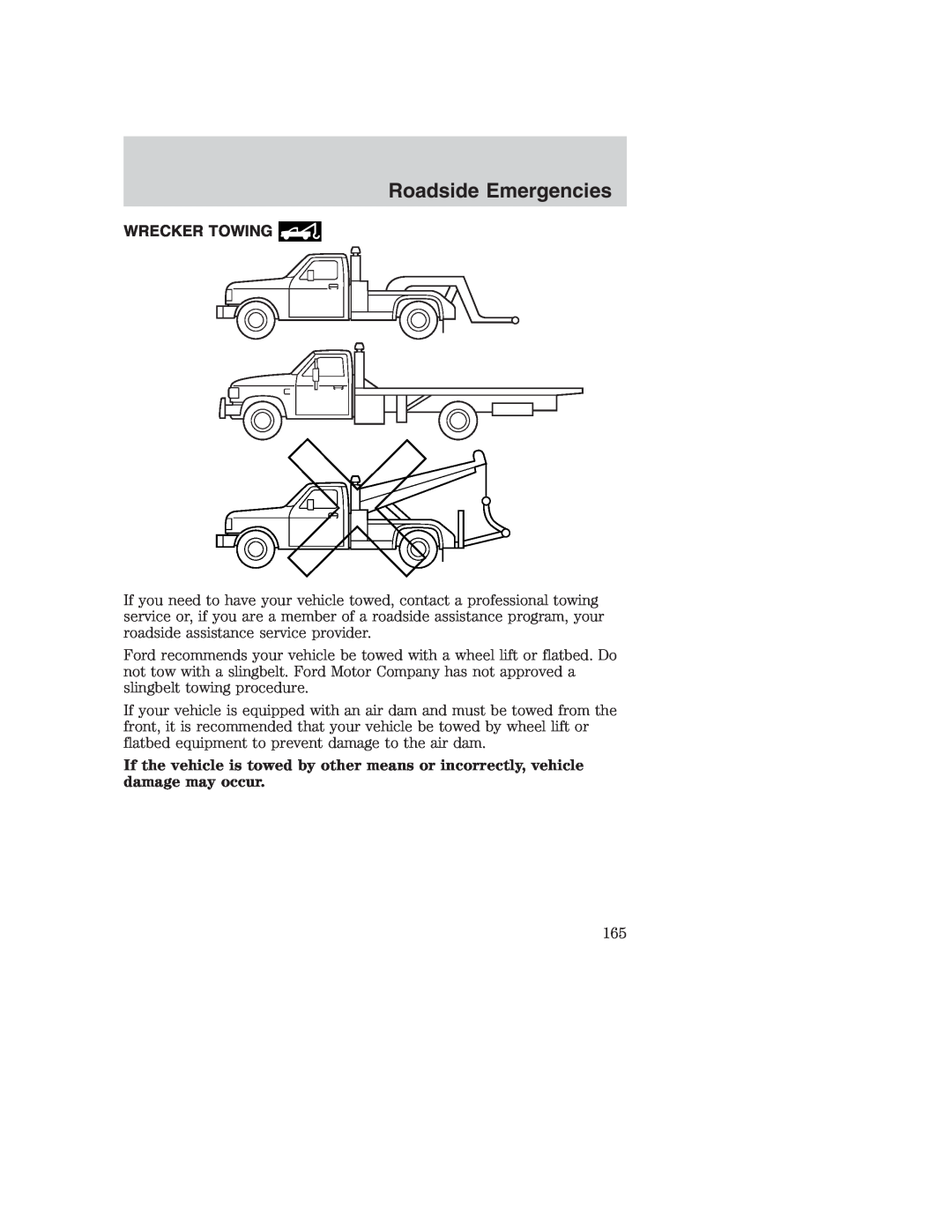 Ford AM/FM stereo manual Wrecker Towing, Roadside Emergencies 