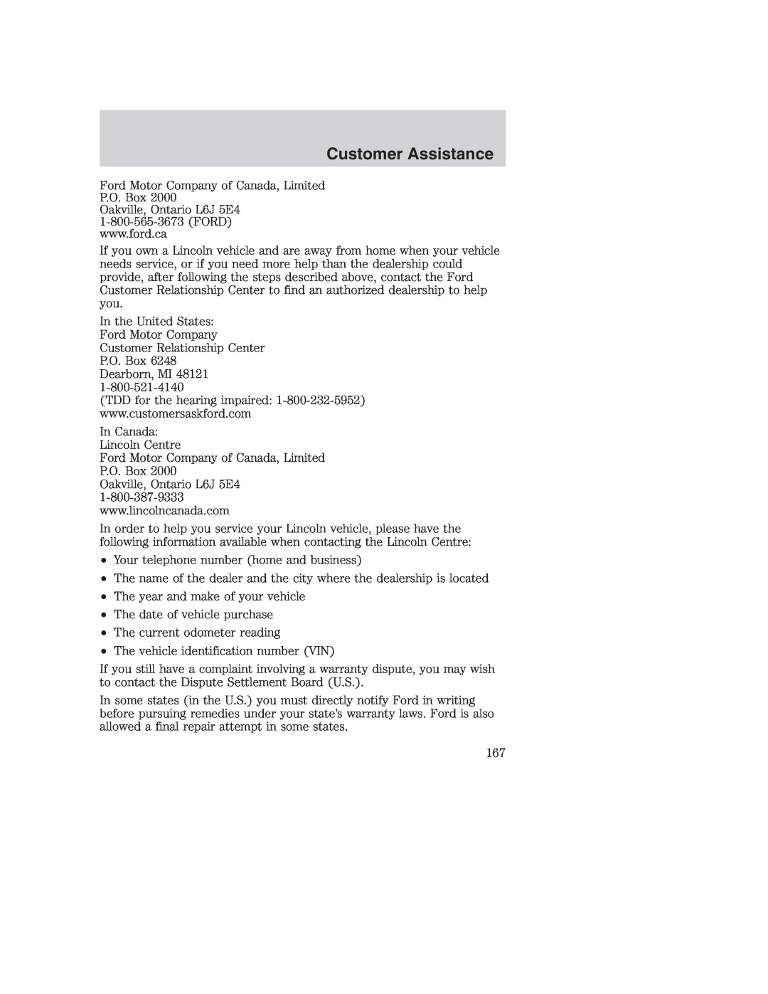 Ford AM/FM stereo manual Customer Assistance 