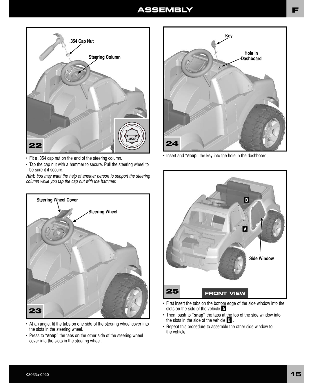 Ford F-150 owner manual Cap Nut Steering Column, Key Hole Dashboard 