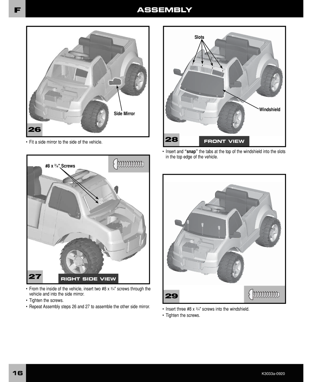 Ford F-150 owner manual #8 x 3/4 Screws, Slots Windshield 