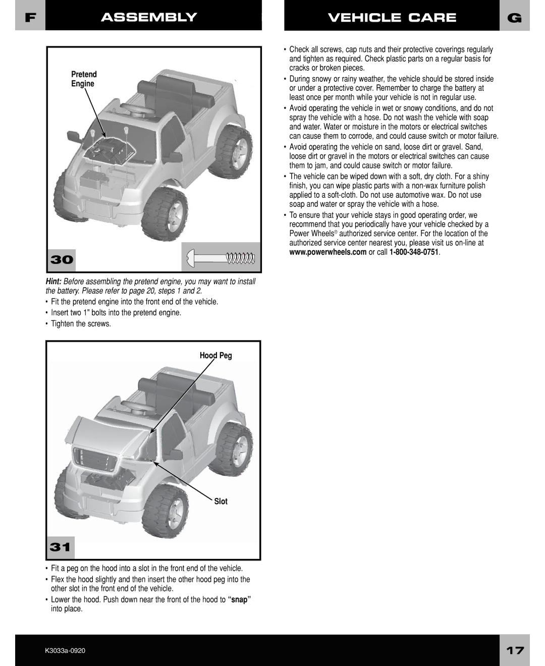 Ford F-150 owner manual Assembly Assemblyvehicle Care, Pretend Engine, Hood Peg, Slot 