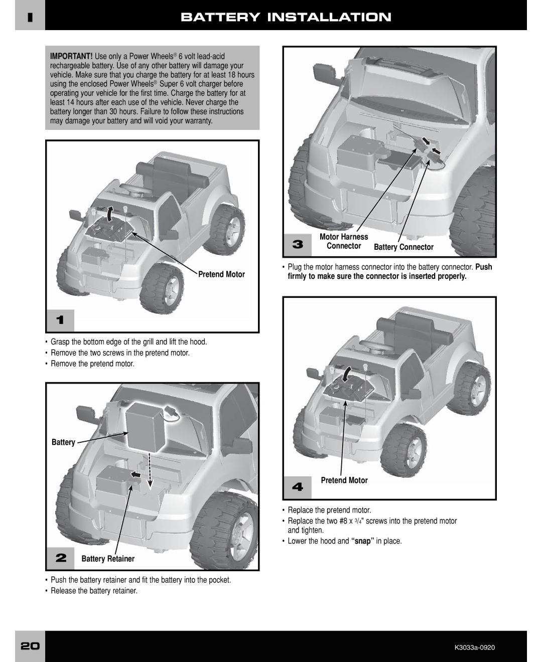 Ford F-150 owner manual Battery Installation, Pretend Motor Battery Retainer 